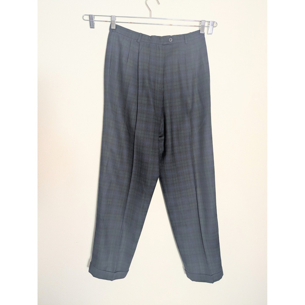 Talbots Womens Worsted Wool Plaid Pleated Trousers Pants Holiday Christmas sz 12